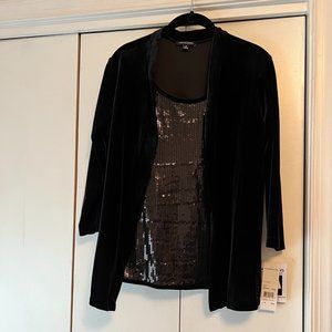 Notations, Black Sequin Tank with Velvet Jacket Twinset - Medium